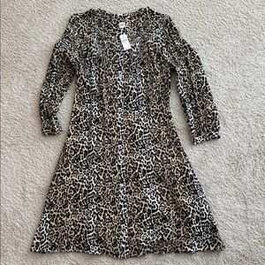 GAP Leopard-Print Button Front Dress in Tan and Black
